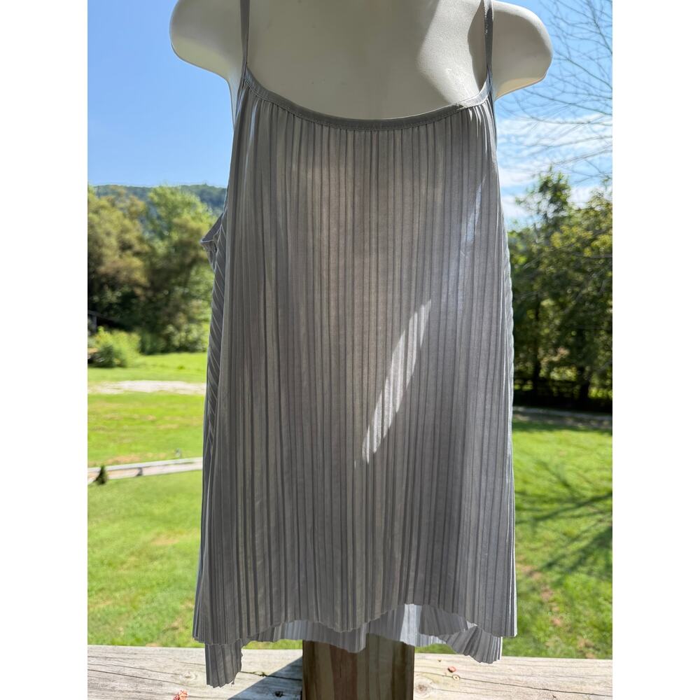 H&M Silver Metallic Pleated Cami Tank To M Y2K Disco Clubwear Glam Party 2000s